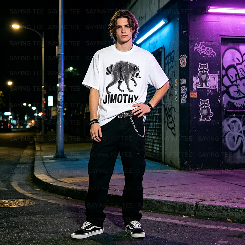 Jimothy Raccoon I Shaped Like Ball Short Spine Lustiges Geschenk-T-Shirt Y2k Trash Panda Wildlife Graphic Saying Tee HOT JIMOTHY Summer – Detail 6