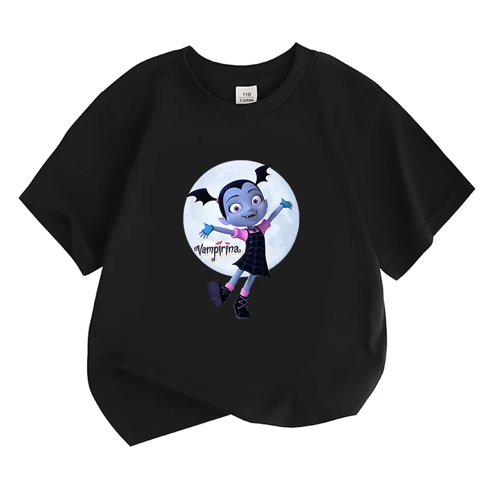 

Детская одежда Vampirina Moon, футболка из мультфильма, повседневные хлопковые топы для мальчиков и девочек, футболки на Хэллоуин, креативные футболки