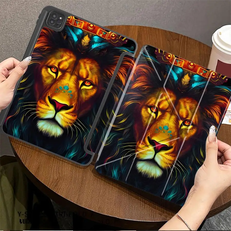 Creative Colorful Lion Face Holder Cover Tablet Case For iPad Air 4 5 M3 M2 M4 11inch Pro 11th 10th 9th 8th 7th 12.9inch Mini 6