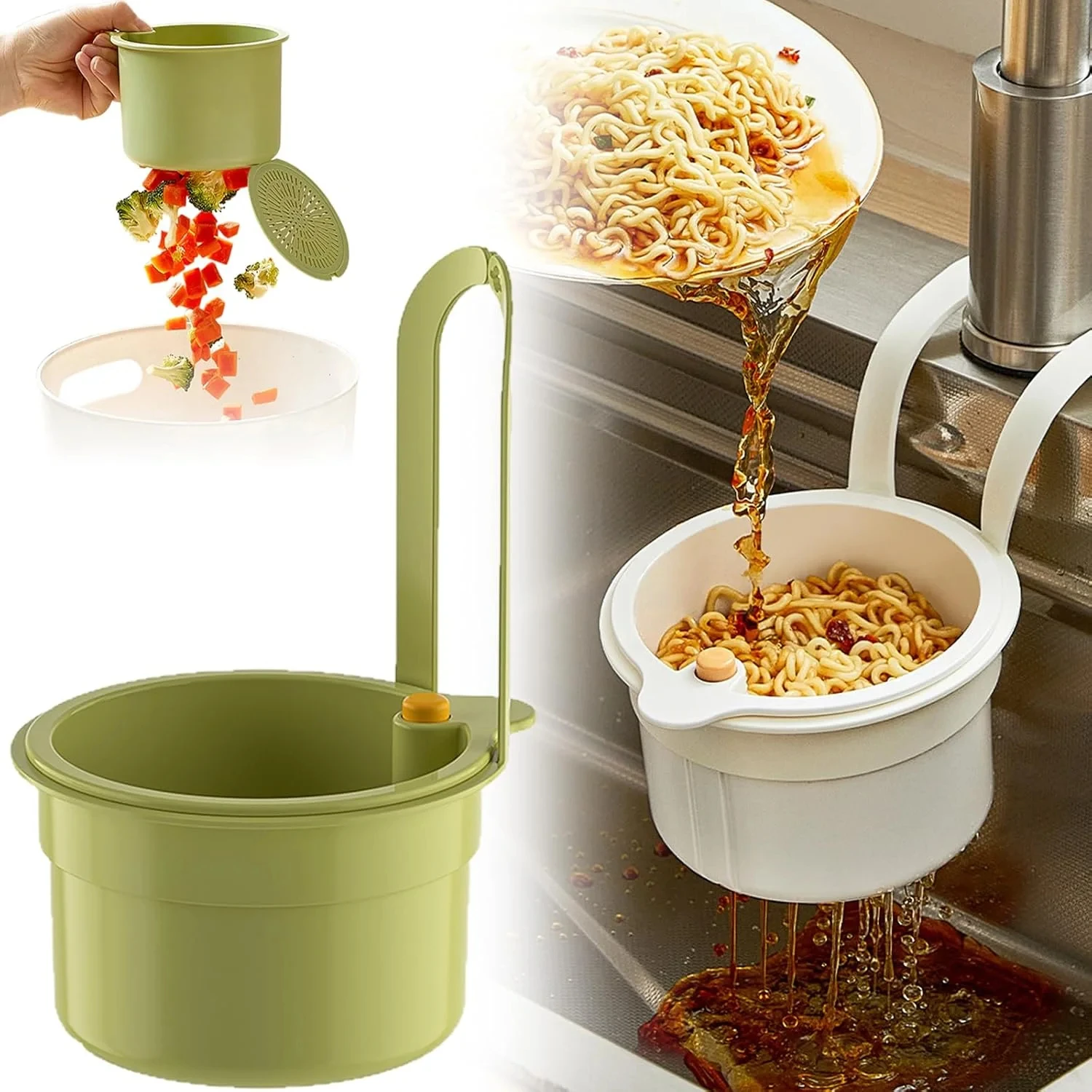Colador de filtro de fregadero de cocina, escurridor multifuncional, escurridor de frutas y verduras, filtro de agua, cesta organizadora de cocina