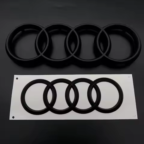 Audi A3 A4 A5 A6 A7 Q2 Q3 Q5 Q8 TT Black/Silver 4 Ring ABS Car Hood Front Bonnet Grill Rear Trunk Emblem Logo Badge Sticker