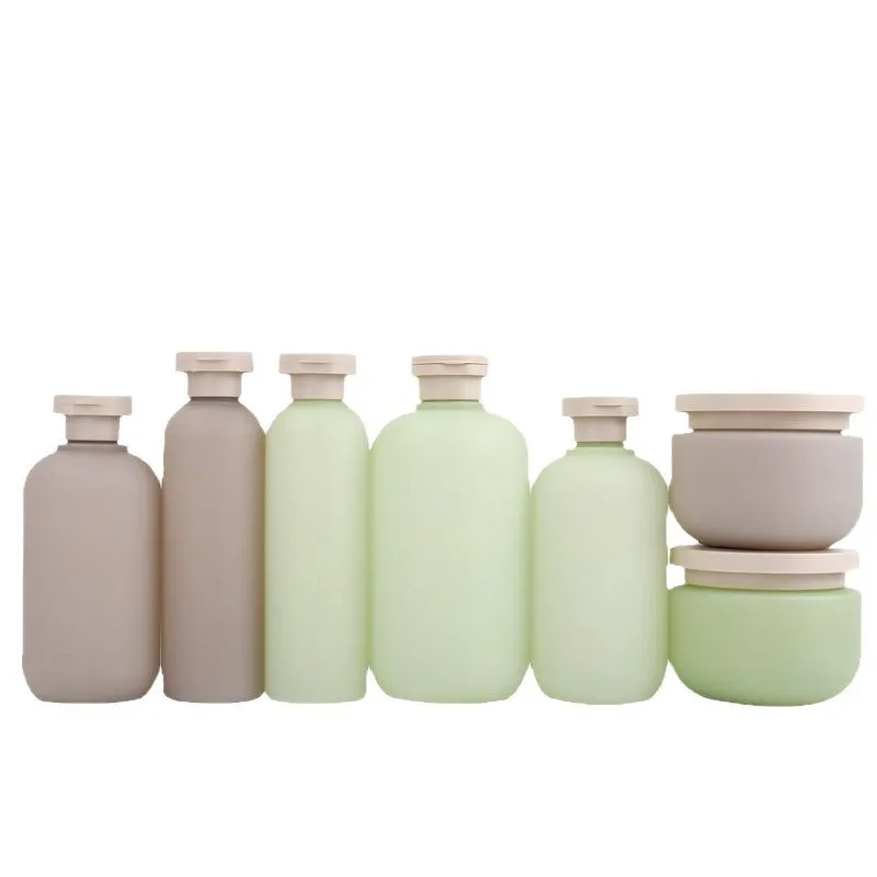 200/250/300/500 مللي رمادي أخضر عبوة زجاجة شامبو بلسم إعادة الملء فارغة البلاستيك أساسيات السفر مستلزمات التجميل الحاويات