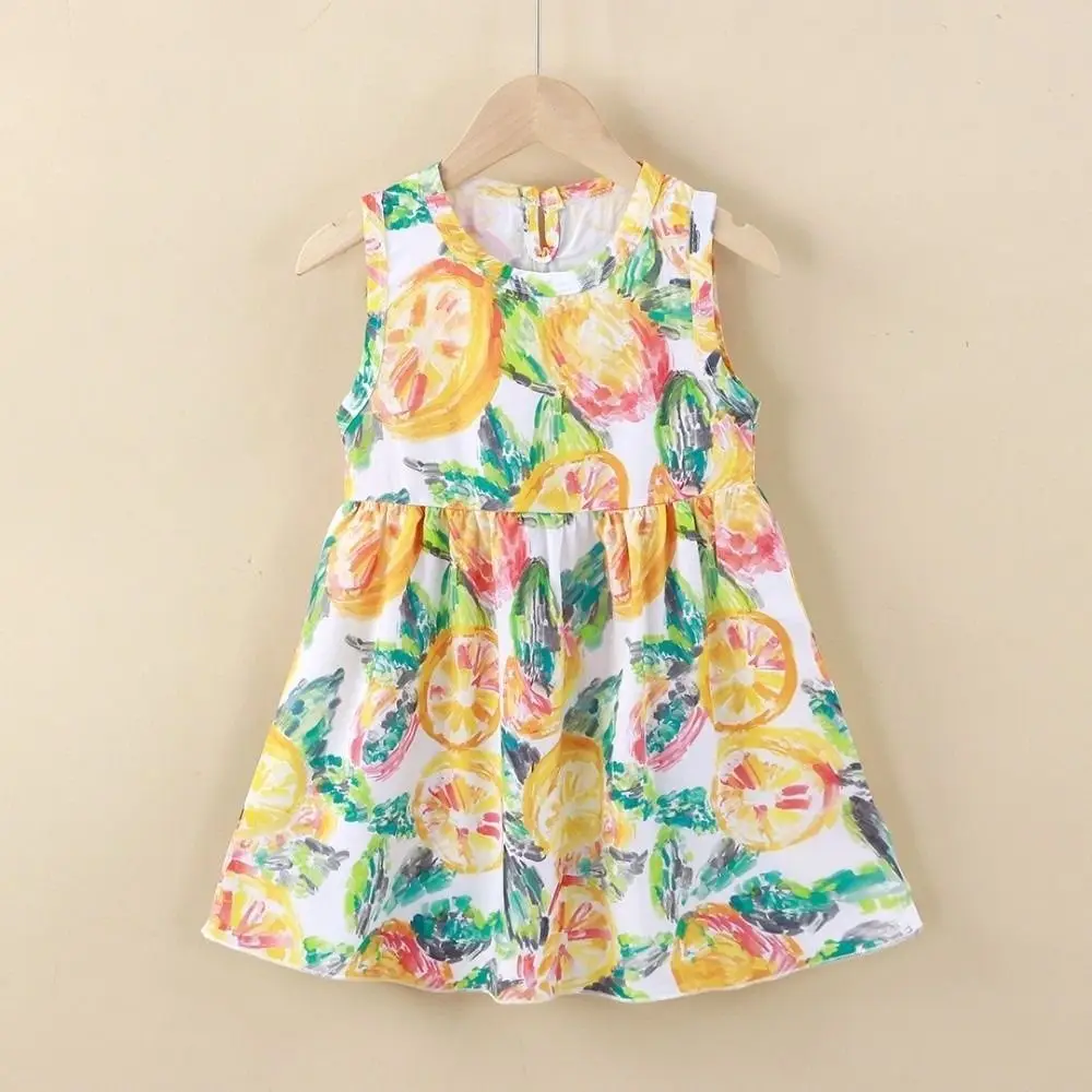 Trend Graffiti Printed Girls Summer Dresses Sweet Floral Cool Princess Dress Vest Dresses Clothing