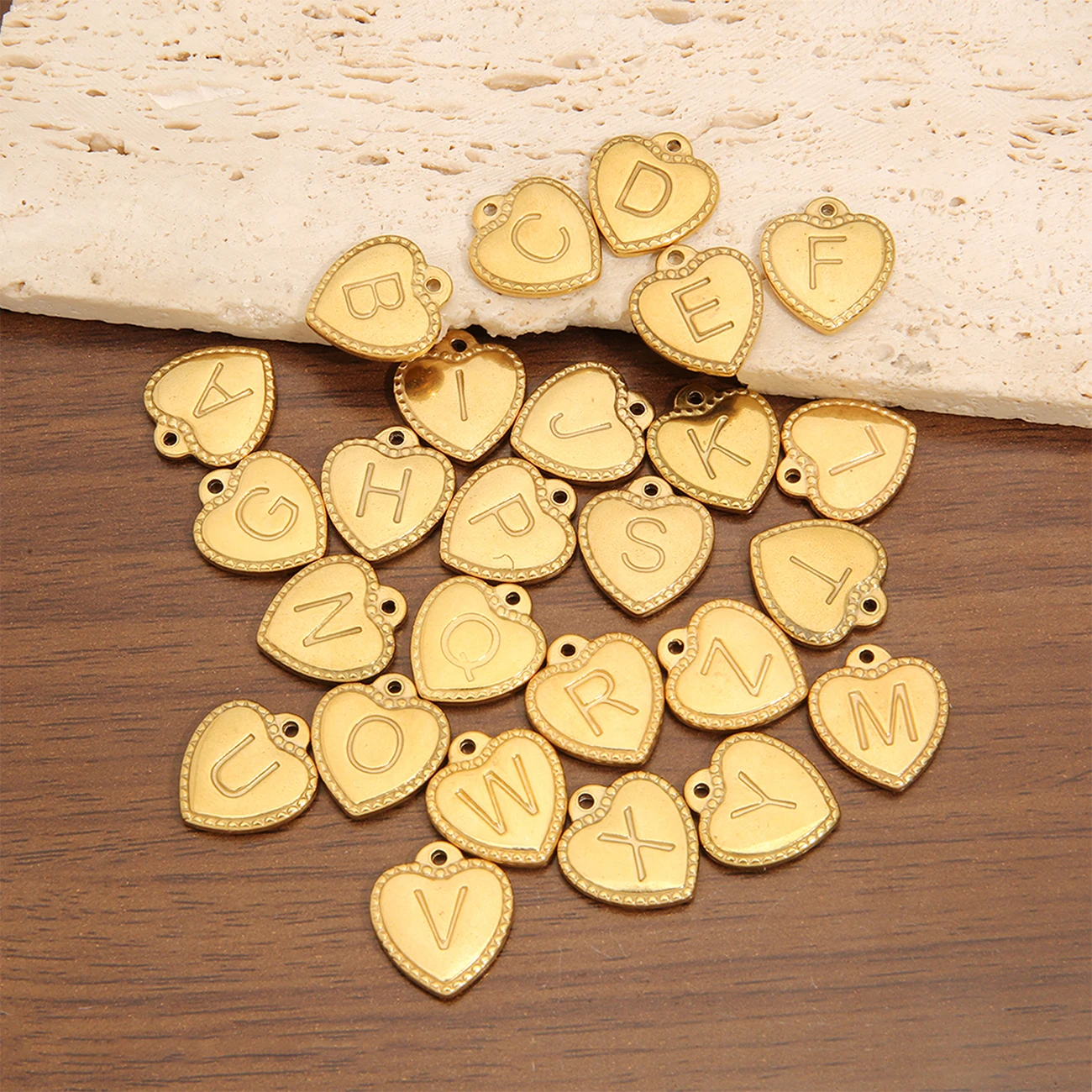 2Pcs Heart Initial Alphabet Pendants Stainless Steel Letter Charms for DIY Jewelry Making Supplies Necklace Bracelet Accessories