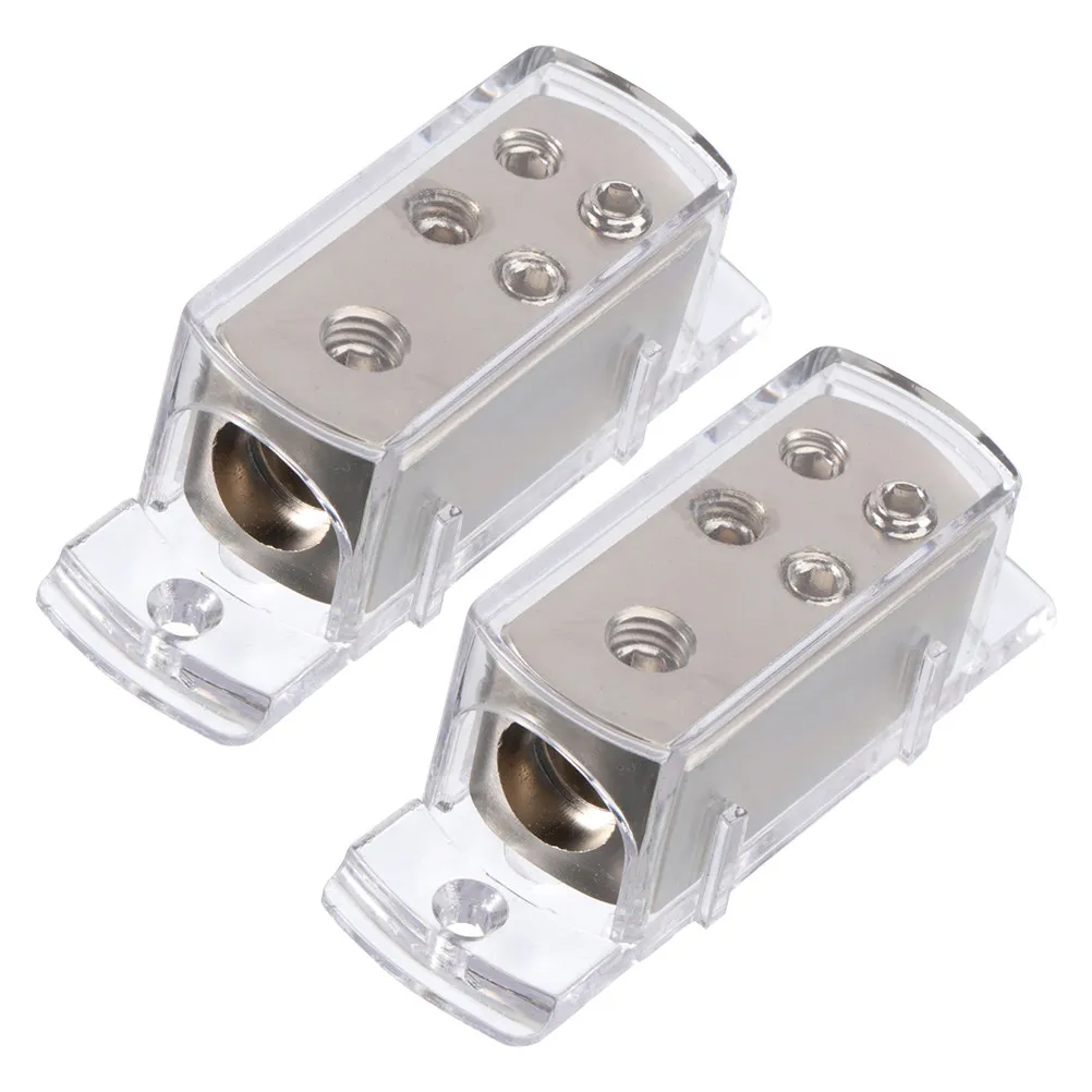 2Pcs 4-Way Audio Power Distribution Block Heavy Duty Zinc Alloy Brass Pc Materials Anti Oxidation Car Amplifier Splitter Box Rv