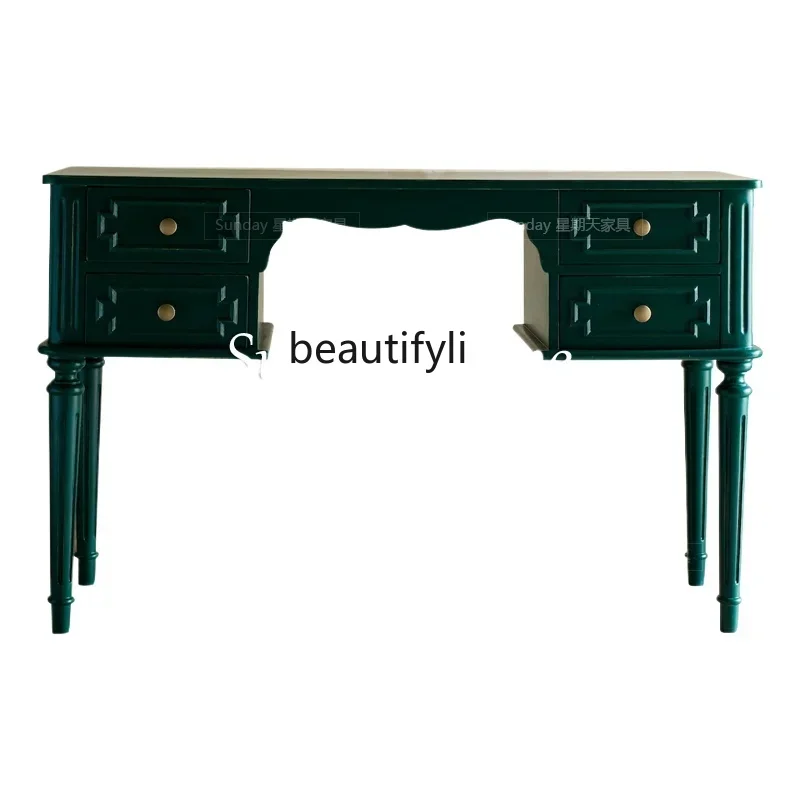 

Retro carved solid wood table French neoclassical makeup table simple solid wood desk furniture