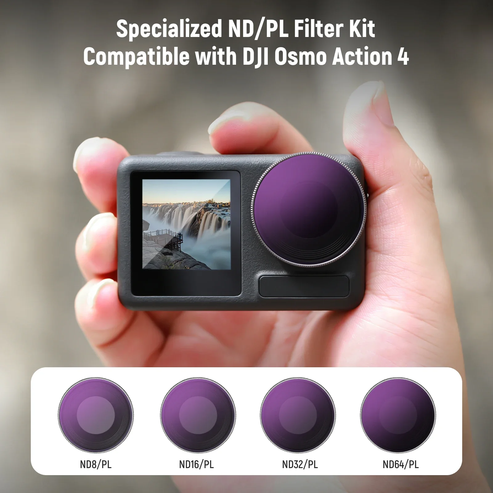 

NEEWER ND Filter Set（ND8/PL ND16/PL ND32/PL ND64/PL ND/CPL ） kit For DJI Osmo Action 4