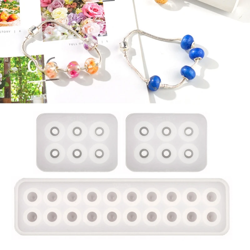 Beads Resin Mold with Holes Silicone Pendant Mold for DIY Necklace Bracelet Jewelry Making Craft for Jewelry Casting