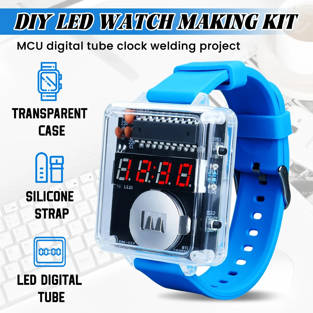Kit de reloj electrónico DIY, pantalla Digital LED creativa, caja transparente de 3V, práctico Kit electrónico de soldadura DIY