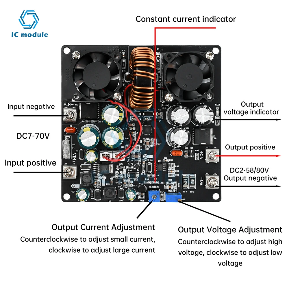 600W/700W High Power Step-Up/Down Module Adjustable Regulated Power Supply CC CV Step Down Up Converter Board For Chargering