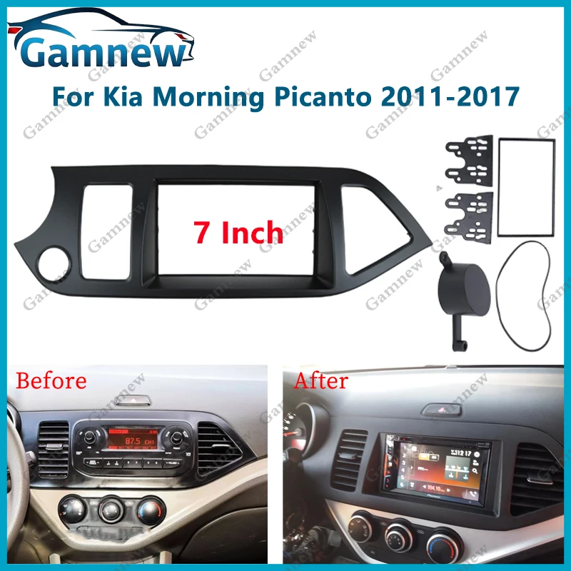 Panel de Radio Fascia para coche 2DIN de 7 pulgadas para Kia Morning Picanto 2011-2017 Kit de marco instalar placa frontal Facia