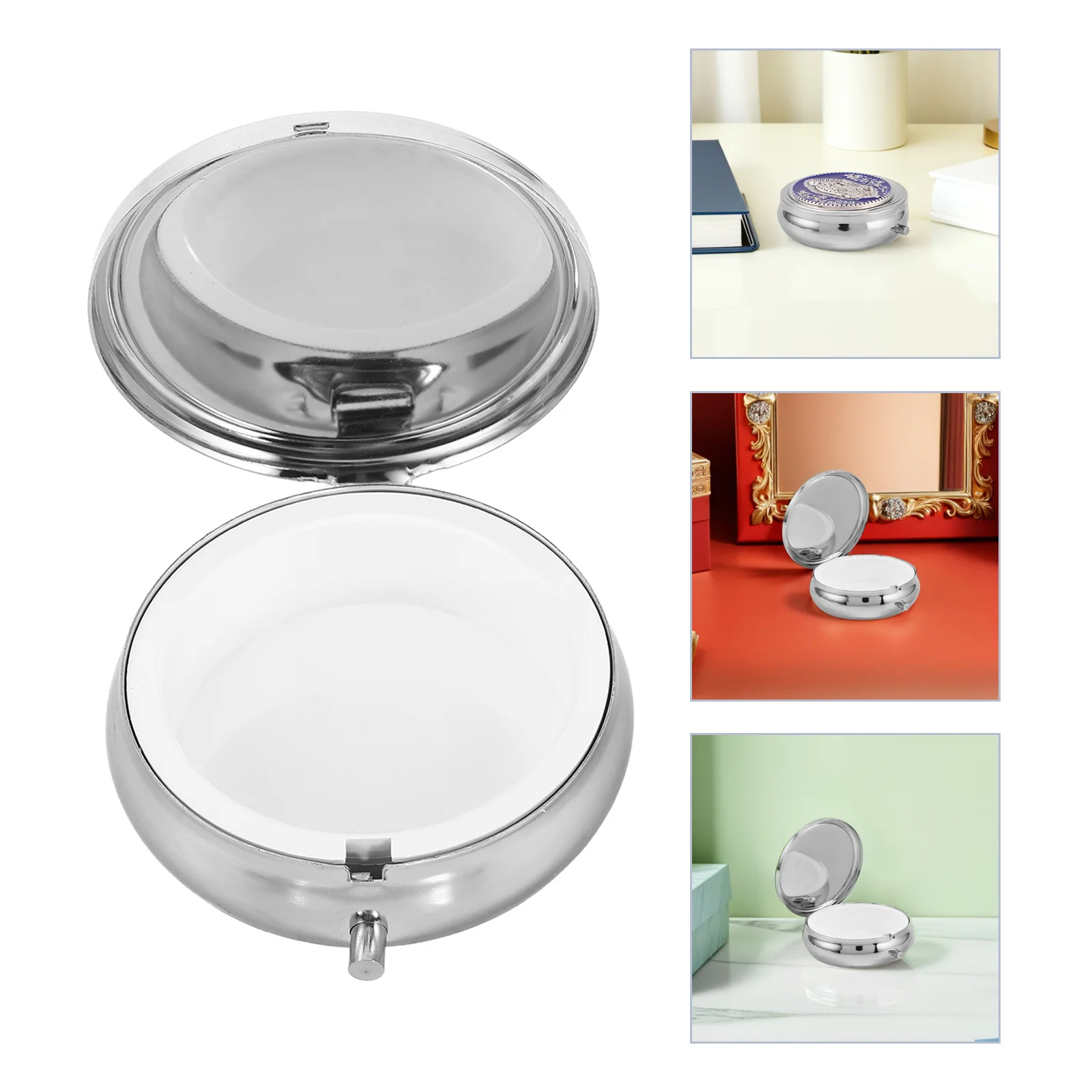 

Catholic Rosary Box Metal Round Prayer Beads Organizer Elegant Rose Pattern Jewelry Case Religious Keepsake Case Christian