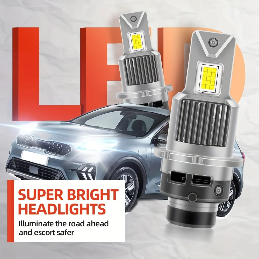 2pcs Latest Upgrade D2R D4R LED Bulbs D2S D4S, 25000LM High Power Canbus Error Free Super Bright Plug-N-Play Car Headlight