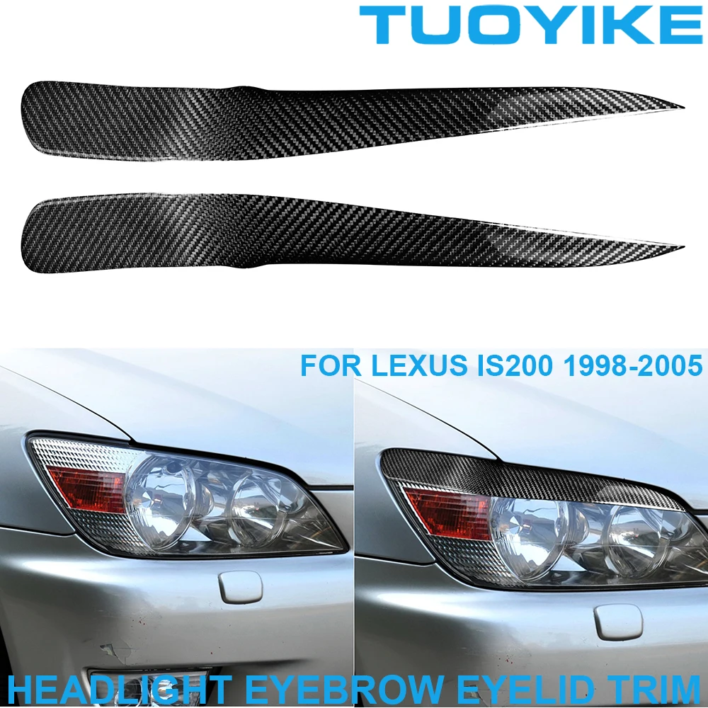 Car Real Carbon Fiber Front Headlight Eyebrow Eyelid Trim Frame Cover Decoration Exterior Body Kits For LEXUS IS200 1998-2005