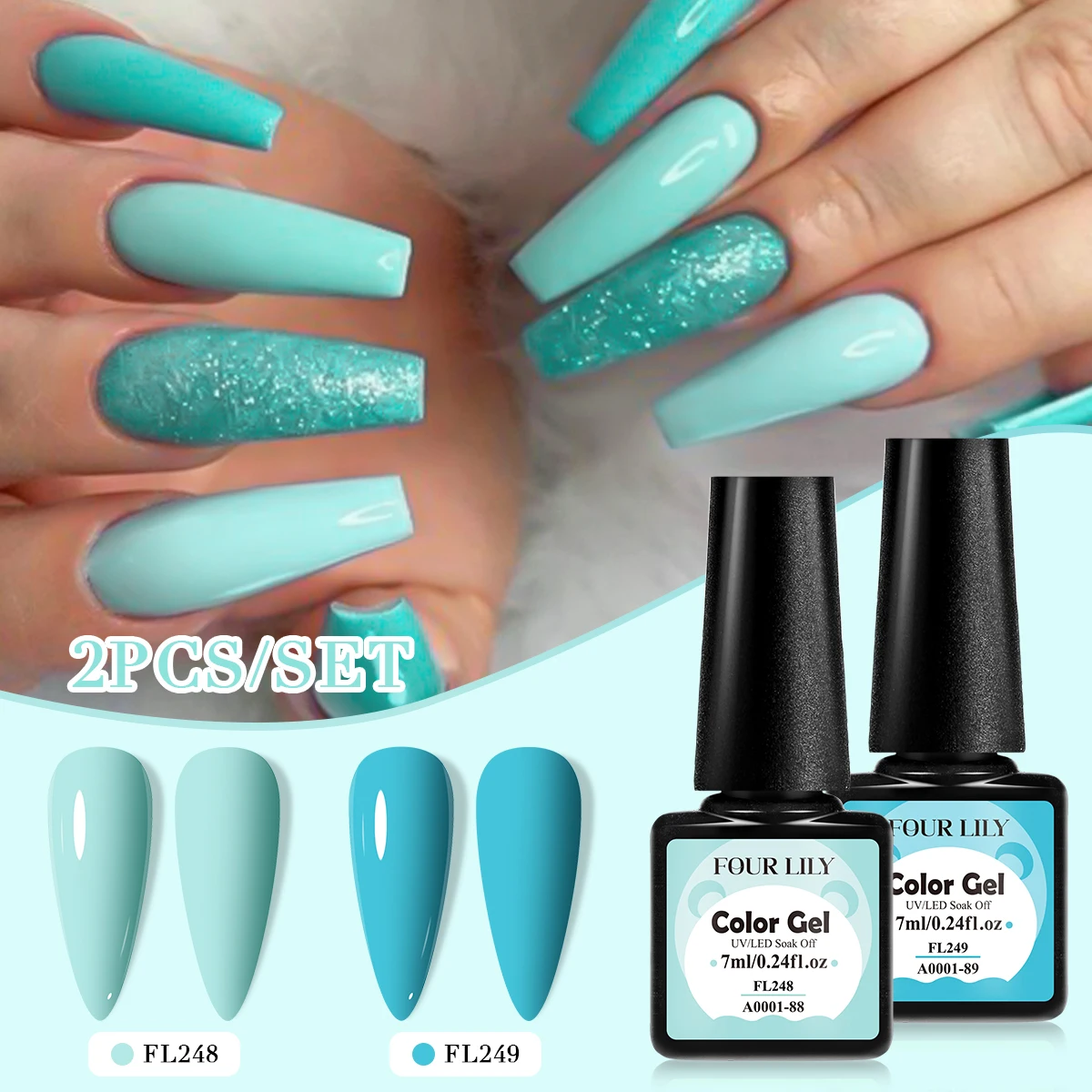 2pcs Gel Nail Polish Kits Pink Red Green Glitter Long-Lasting Nail Art Gel Set for Nail Salon DIY Manicure Soak Off UV Vernis