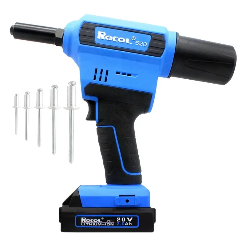 2.4-6.4mm Electric Rivet Cordless Riveting RL-520 Battery Blind Rivet Tool 20V Li-ion Brushless Rivter 3/32-1/4inch