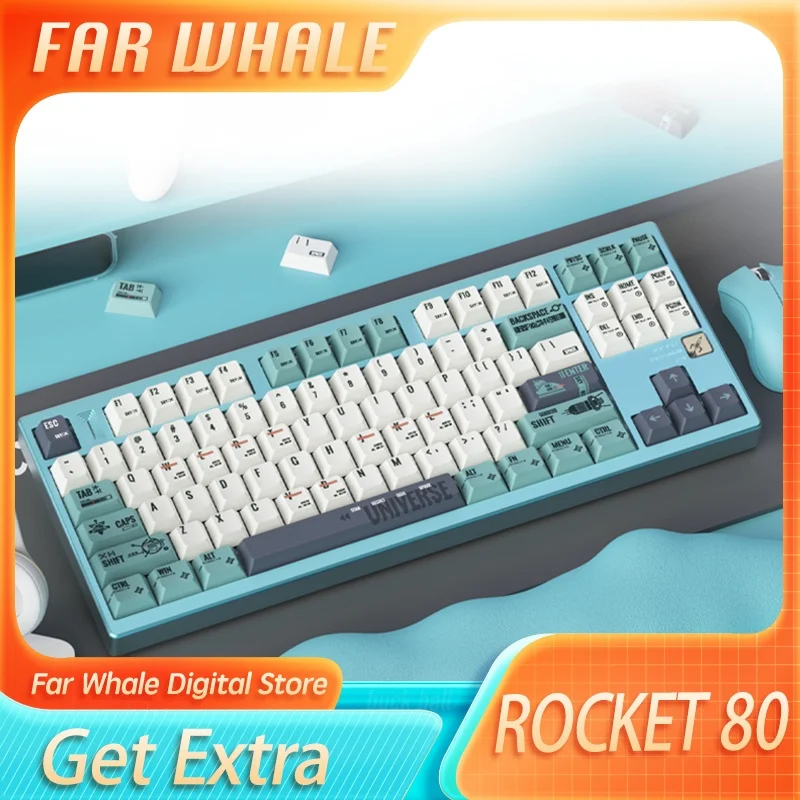 Reccazr Rocket 80 Mechanical Keyboard 87keys 3modes Hot Swap Gasket Structure Rgb Alloy Keyboard Customized Magnetic Attraction