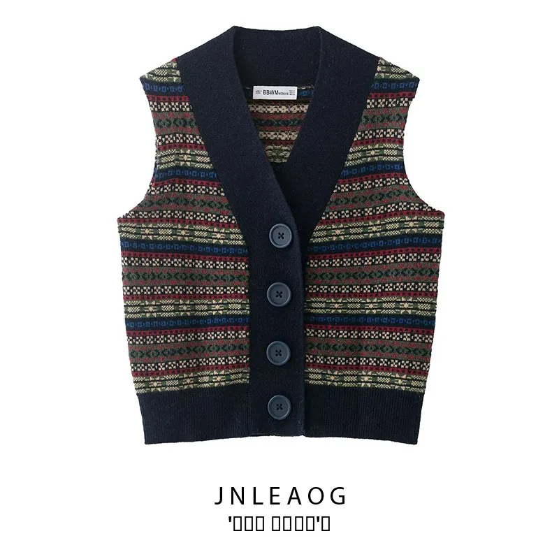 

Модный вязаный жилет JNLEAOG: осенняя новинка, женская одежда, привлекательный дизайн, для повседневной носки, из полиэфирного волокна, тонкий, стандартный крой.
