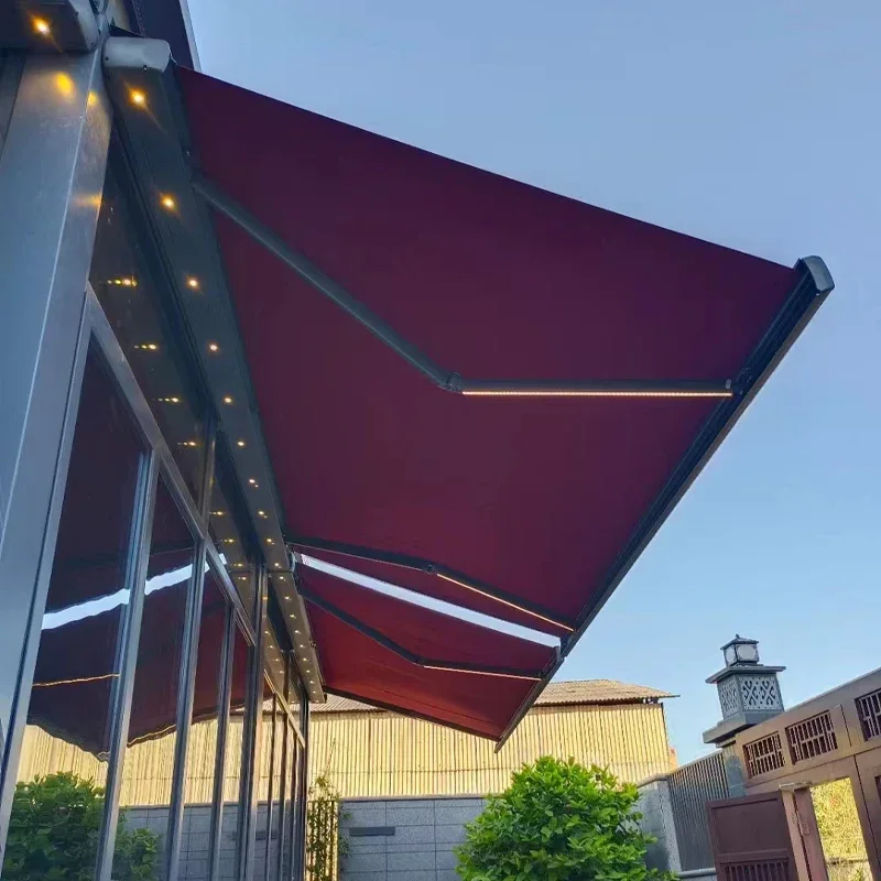 Fashion popular full cassette motorized rain proof sun shade outdoor retractable window exterior awning