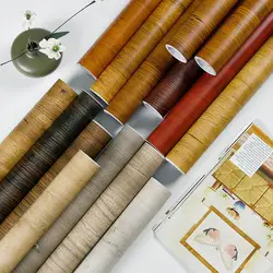 Papel tapiz autoadhesivo impermeable con patrón de madera, pegatinas de pared de vinilo, película para renovación de muebles, decoración de palo para el hogar