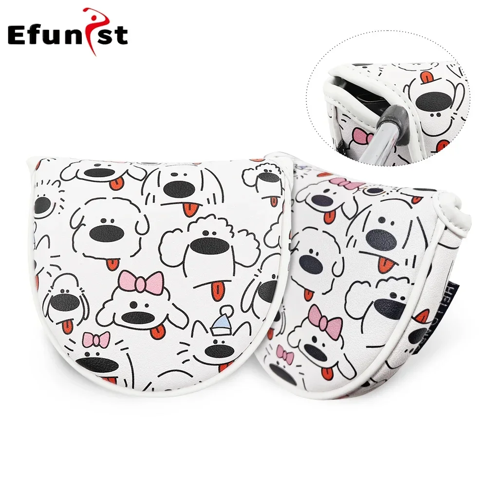 

Golf Putter Head Cover For Mallet Putter Golf Club Protector Head Covers Cartoon Cute Puppy Pattern PU Leather Magnetic Closure