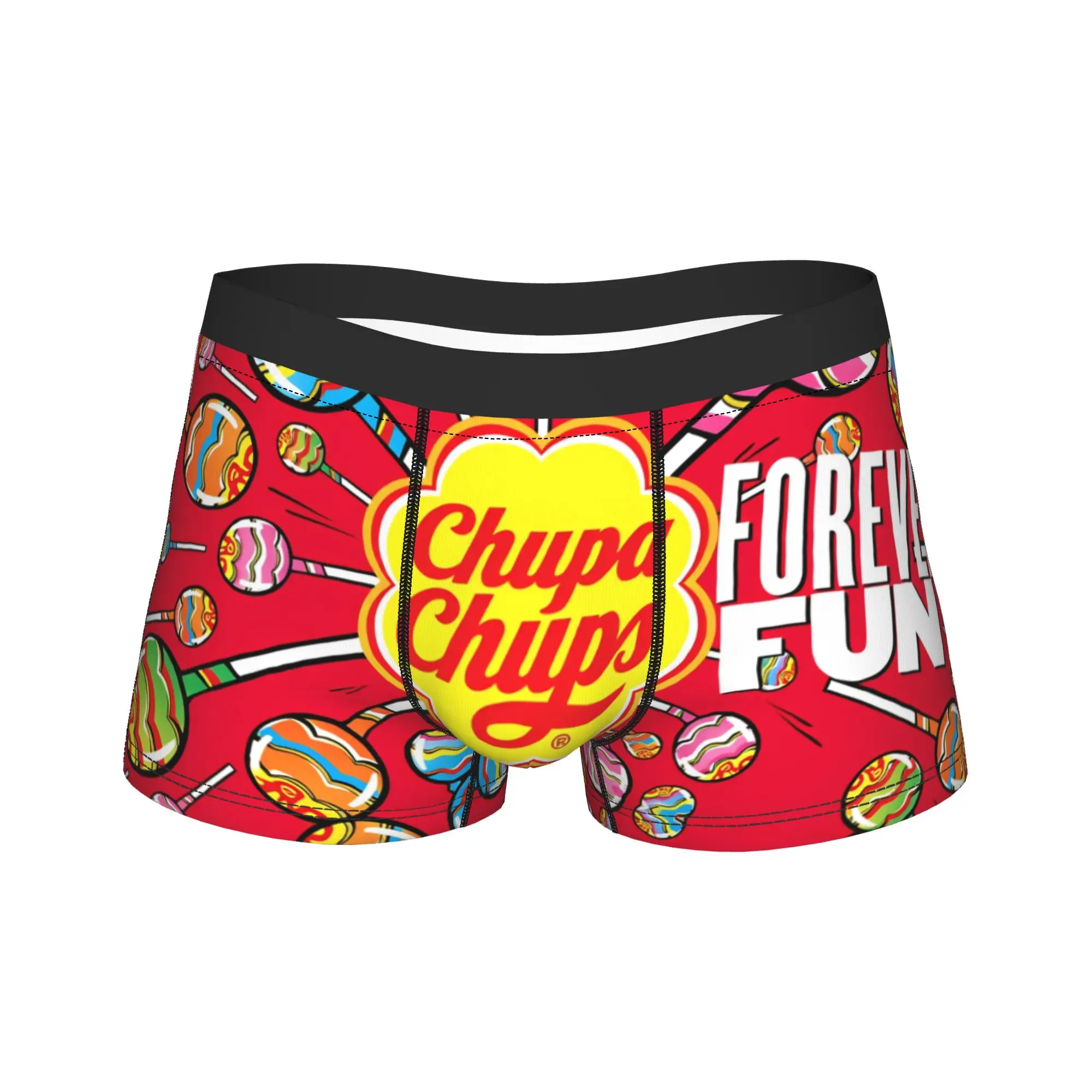 

Candy Chupa Chups Forever Fun Underwear Male Panties Pattern Funny Boxer Shorts Trenky Shorts Briefs Plus Size 2XL