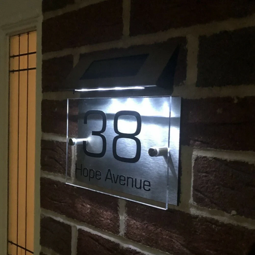 Solar LED Light Outdoor Solar House Number Sign Lighting Waterproof Garden Yard Porch Light Creative Decoration LED House Number