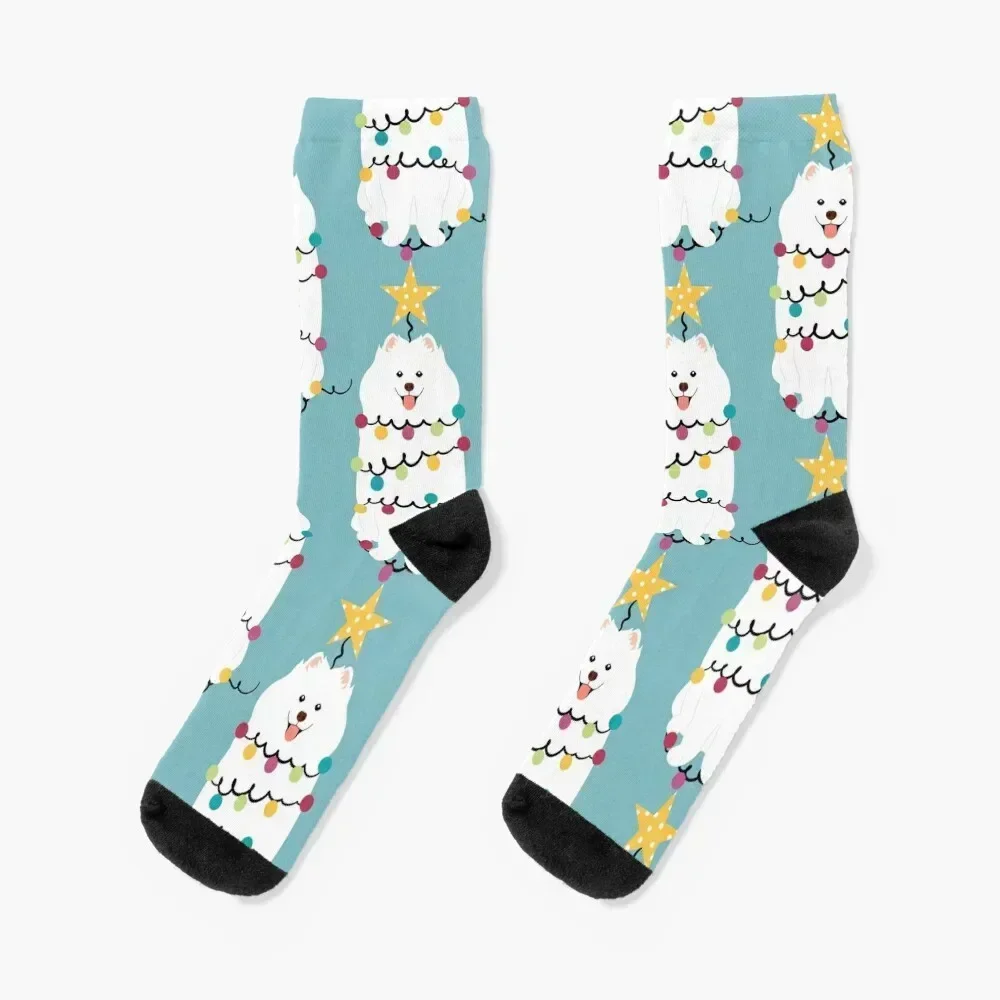 Samoyed Christmas Tree Socks Novelties sheer Stockings man men cotton high quality Boy Socks Women's