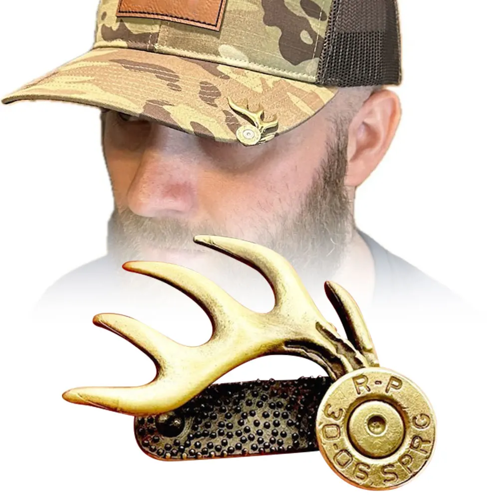 Hat Clips for Brim Brass Antler Hat Clip Metal Brim Clip for Outdoorsman Handcrafted Brass Hat Clip Hunting Accessories Gift