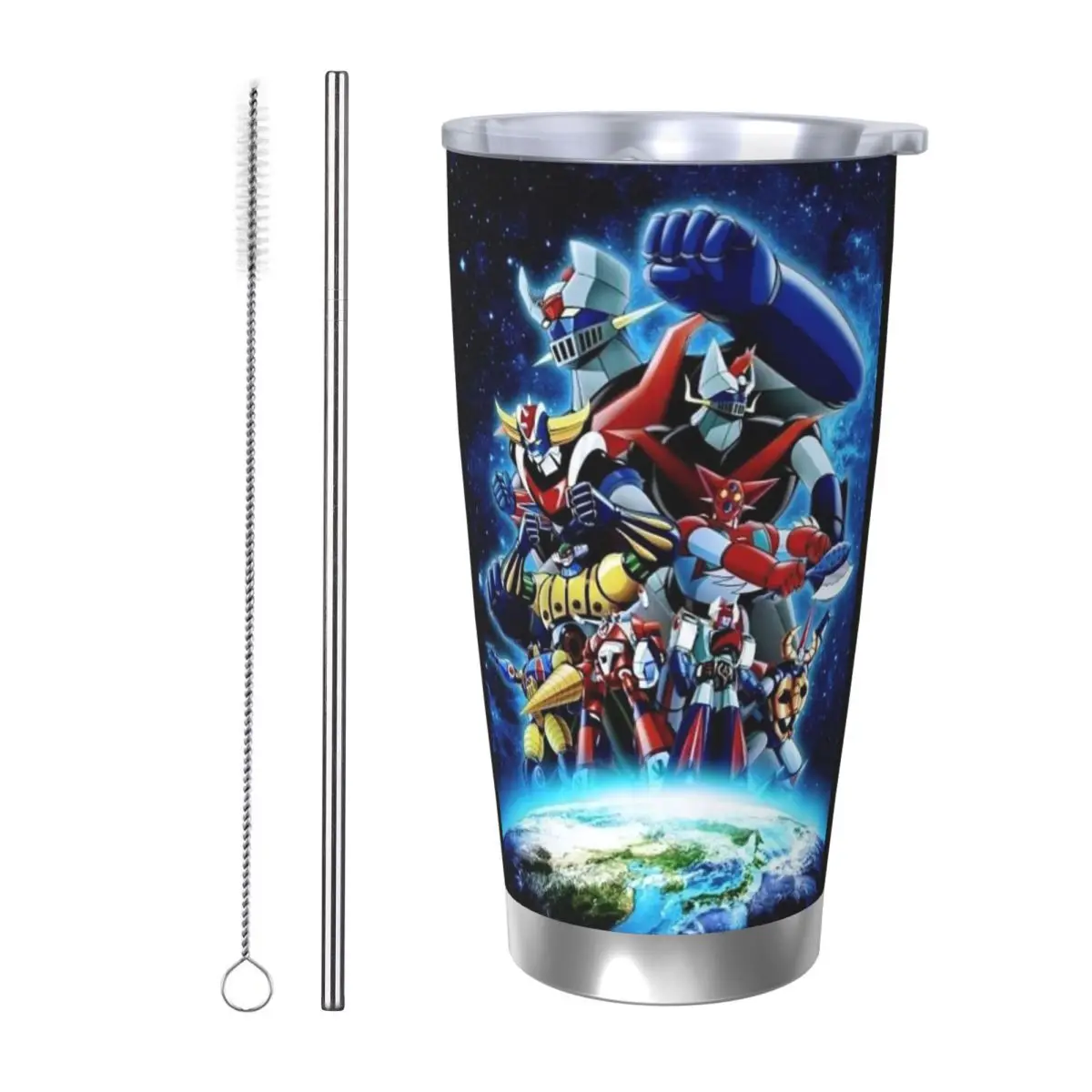 Mazinger Z Mad Robot Grendizer Anime Manga vaso de acero inoxidable tazas aisladas al vacío tazas térmicas frías pajitas con tapa 20oz