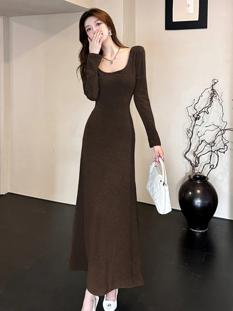 Holiday Casual Long Dress Women Clothes Elegant Chic Hollow Out Backless Swing Maxi Robe Party Prom Vacation Vestidos Spring