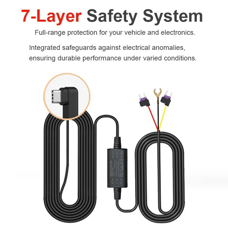 Car Charger Power Adapter for Dash Cam Type-C interface Hardwiring Kit Fuse Box OBD Cigarette Lighter Socket GPS DVR Charging