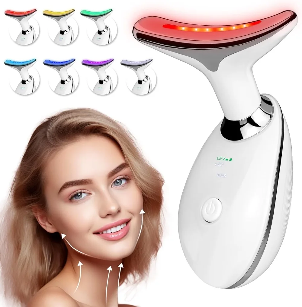 EMS مدلك الوجه الرقبة الجمال مكركرنت مدلك الوجه الضوء الأحمر شد الجلد الرقبة الوجه رفع مدلك جهاز الجمال #1