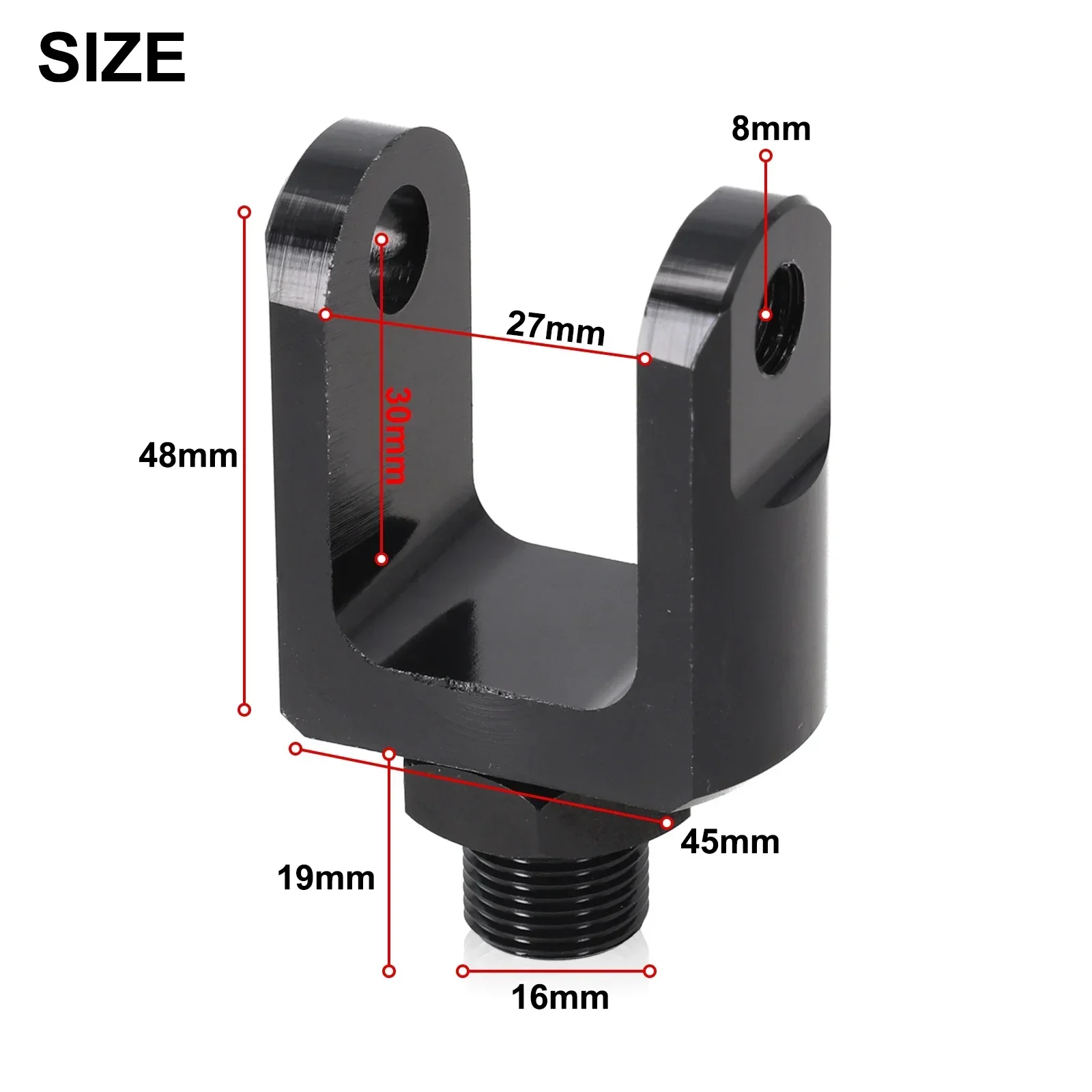 Motorcycle Rear Shock Absorber 27MM Motorcycle Rear Shock Widened Lower Fork Head Round End Adapter Aluminum Alloy Black