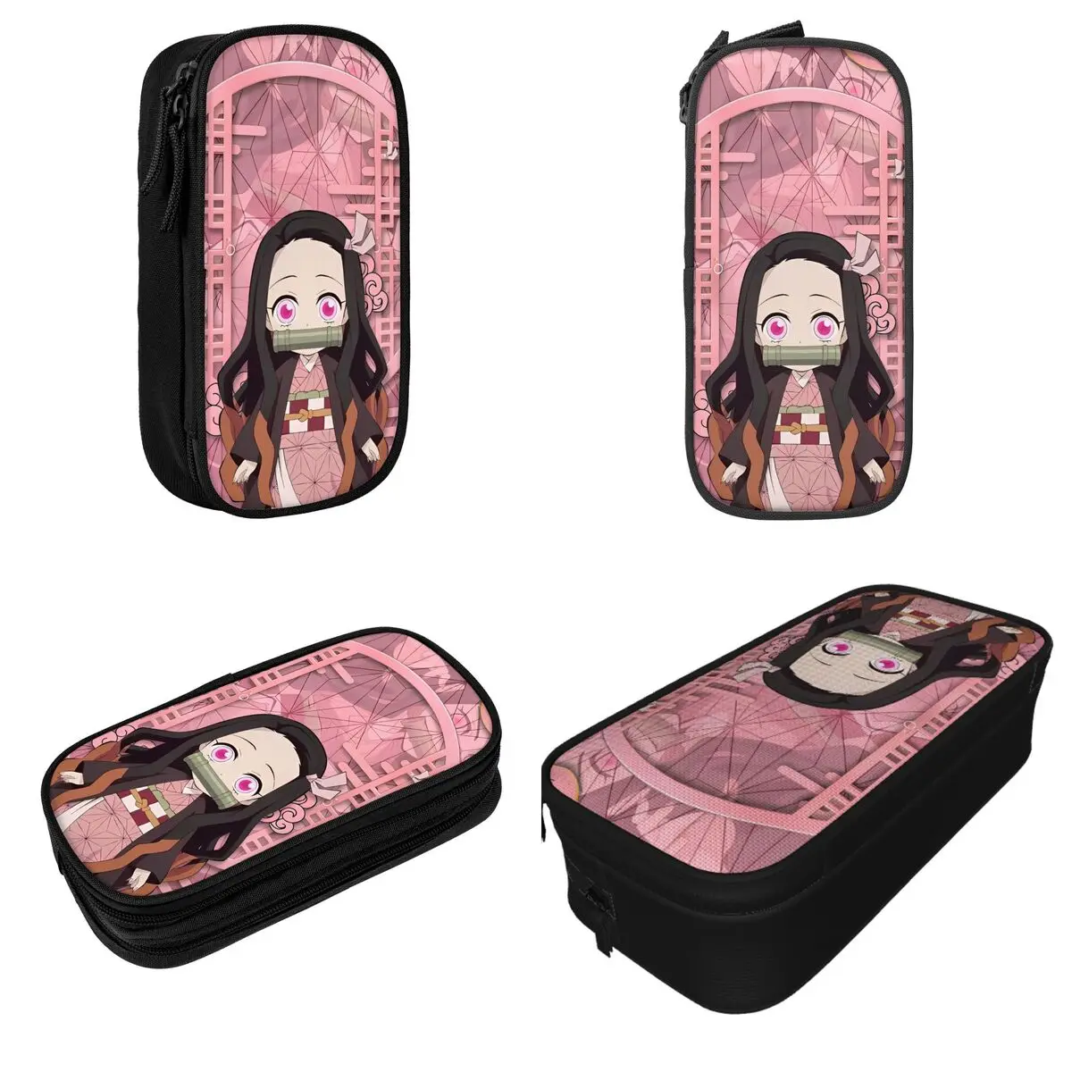 Demons Nezuko Kamado Pencil Cases Cute Slayers Print K-Kimetsu Anime Pen Box Bag Student Large Storage Pencilcases