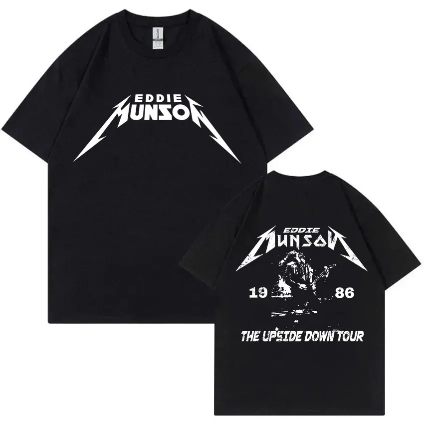 Eddie Munson The Upside Down Tour 1986 T-shirts The Demogorgon Cannibal Flower Monster T Shirts Men Punk Rock Oversized T-shirt