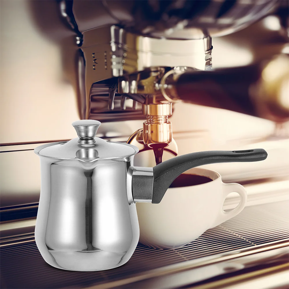 

1pcs Stainless Steel Turkish Coffee Pot Unique Design Easy Pour Multifunctional Brewing Warming Use Moderate