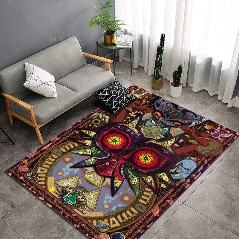 Anime Owl And Embrace The Demon Majola Mask Non Slip Flannel Floor Rugs By Ho Me Lili