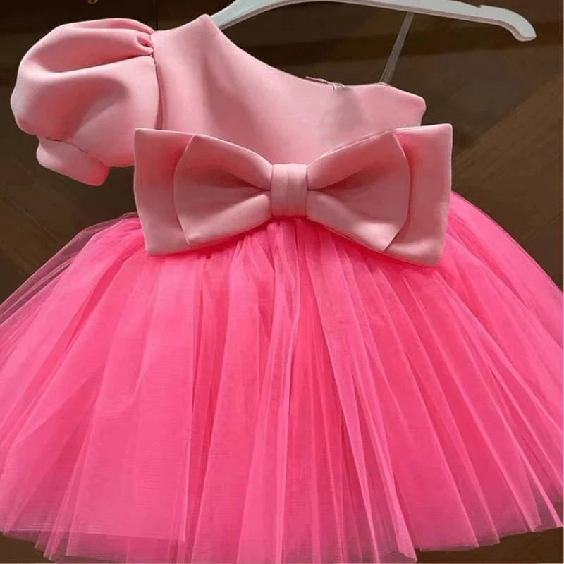 Baby Girl Princess Tutu Dress Infant Toddler Off Shoulder Bow Vestido Puff Sleeve Party Pageant Birthday Baby Clothes 1-10Y