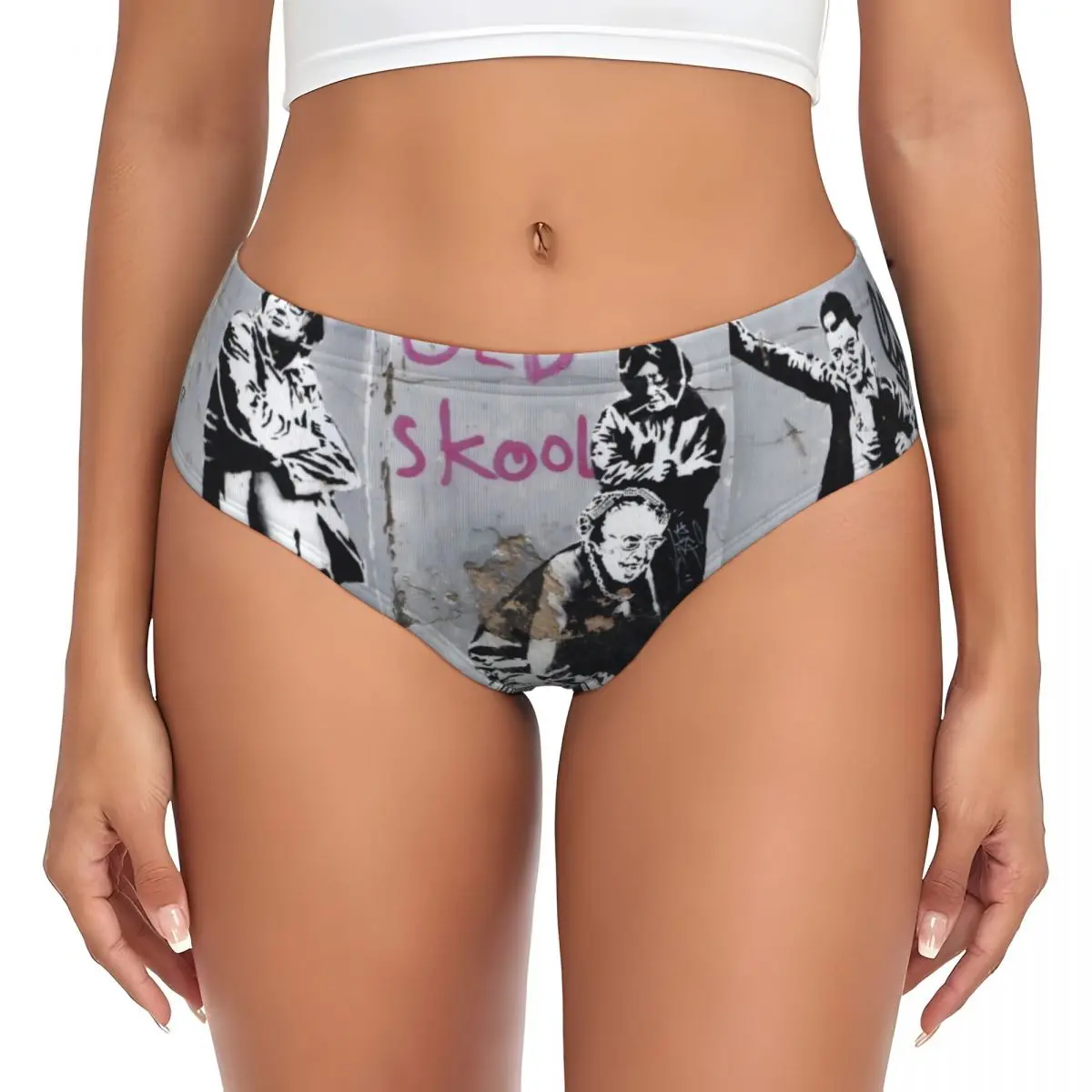 

Короткие трусики Banksy Old Skool на заказ, женское комфортное эластичное нижнее белье London Street Art