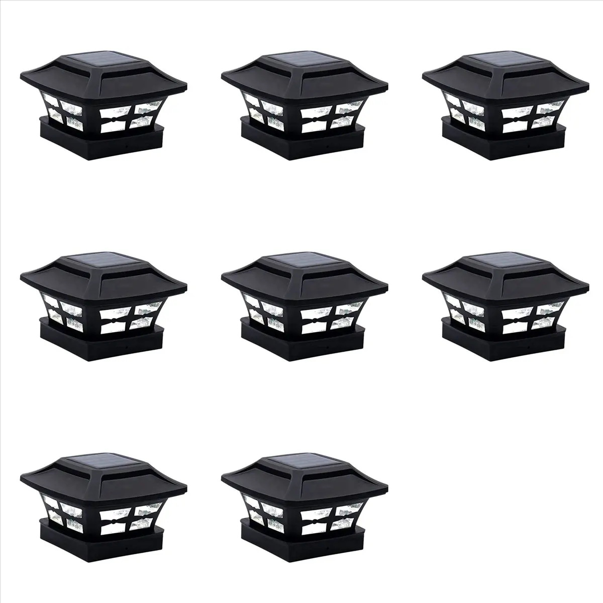 Top 8X Solar Post Cap Lights 2 Lighting Modes LED Deck Fence Cap Lights for 4X4 Wooden Posts Garden Decoration Warm Black