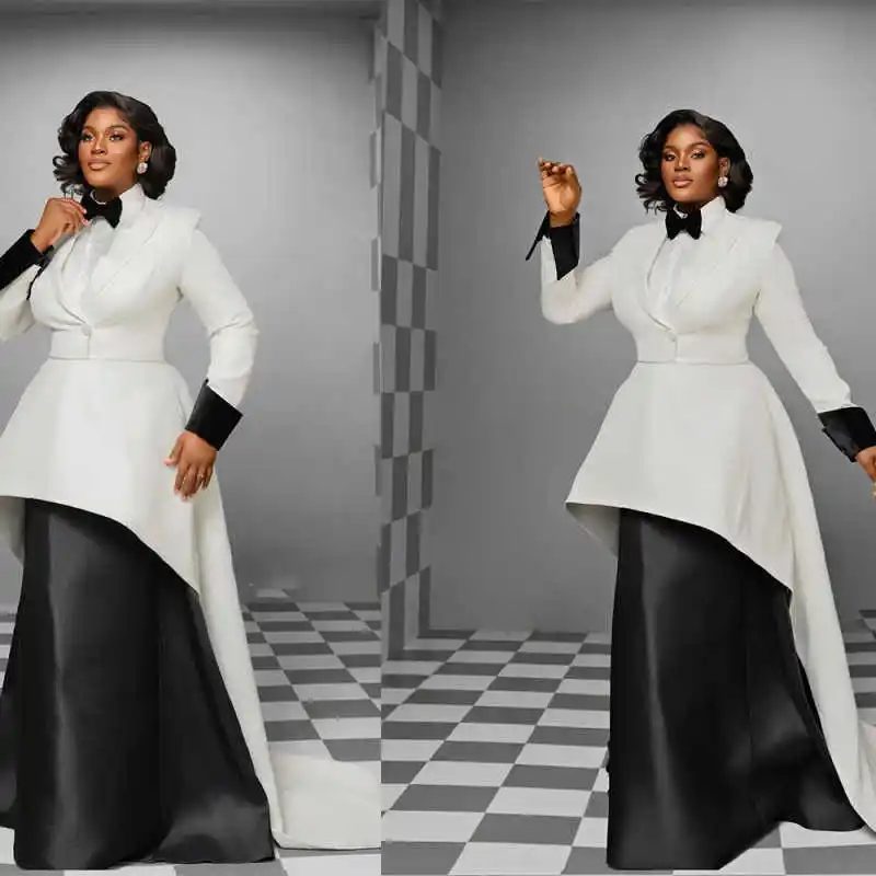 Vintage Floor Length Party Dress 2 Pieces Set Elegant Full Sleeve Jacket + Skirt Customized Plus Size Pocket Prom Gown