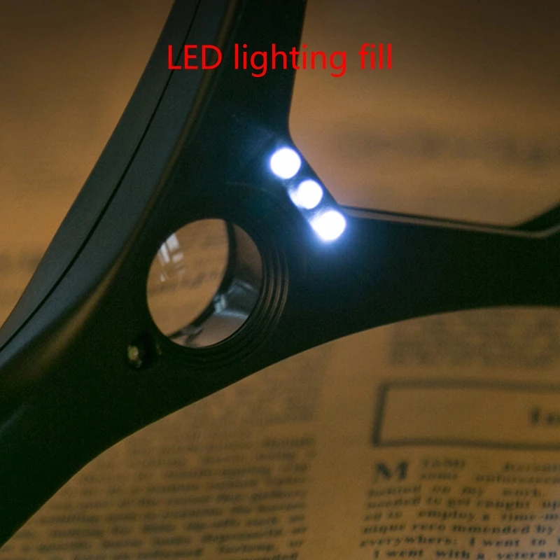 Glass with Light- LED Illuminated Magnifier- with 2.5X 25X High Magnification Lightweight Handhold