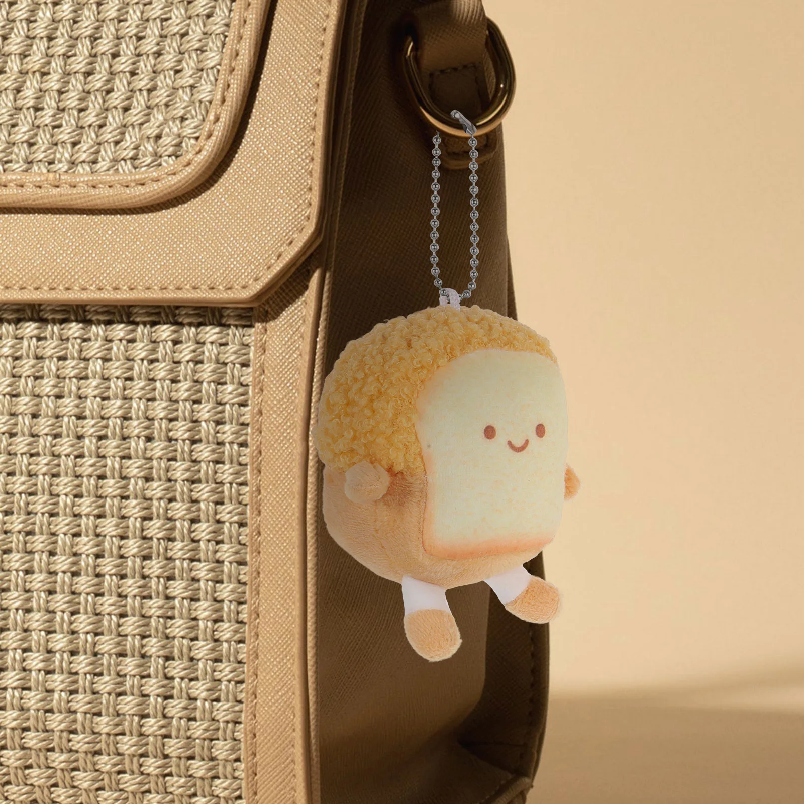 Mini Emotional Bread Pendants Backpack Key Chain Decor Plush Keychain Cute Toast Hanging Adornment Cartoon Stuffed Wallet