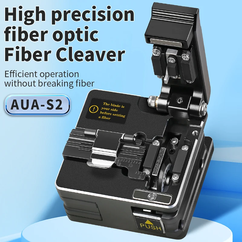 AUA-S2 Fiber Cleaver FTTH Optical Fiber Cable Cutting Knife 16 Sided Blade Fiber Fusion/Cold Connection Fiber Optic Cutter Tool