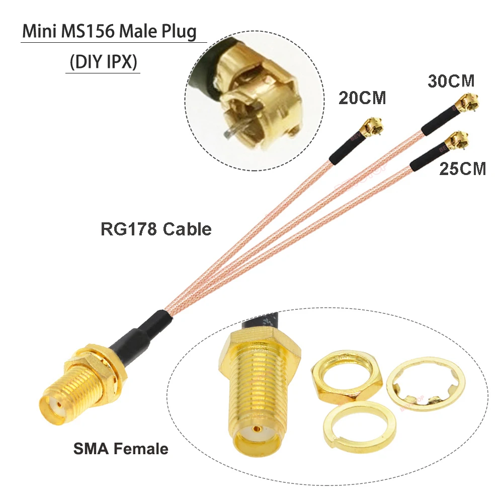 1PCS RPSMA/SMA Female to Triple Mini-MS156 Male RG178 Cable Extension Pigtail Wifi Antenna SMA to Mini-MS156 3Splitter RF Jumper