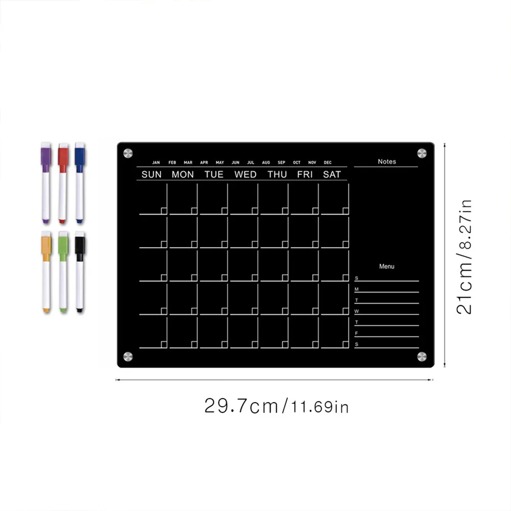 Reusable Magnetic Acrylic Calendar Fridge Magnet Sticker Planning Boards With 6 Markers For Fridge Refrigerator Dropship