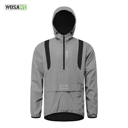 WOSAWE Full Reflective Cycling Jacket Hooded Windbreaker Windproof Waterproof MTB Bicycle Clothes Wind Coat Road Bike Ride Tops