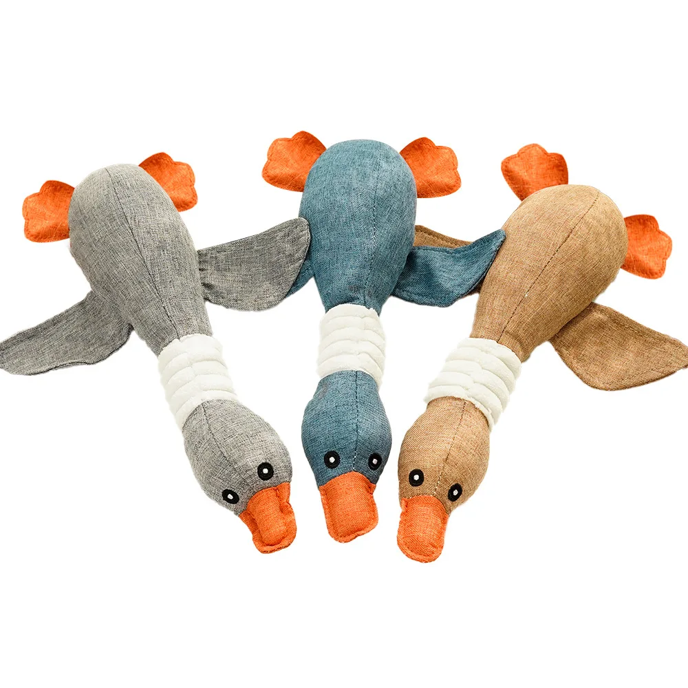 Cute Wild Goose Plush Toys Squeak Pet Animal Plush Toy Dog Chew Squeaky Whistling Involved Squirrel Dog Toys