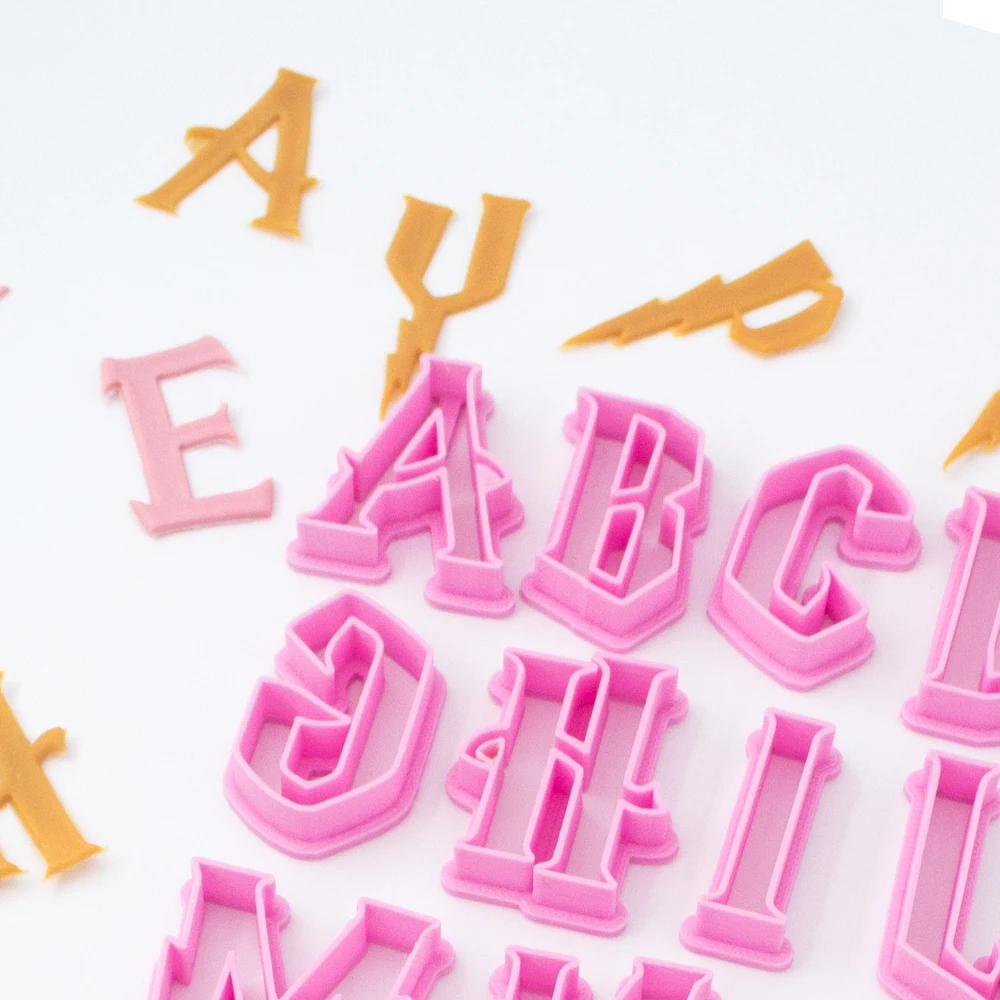 1.5inch Love Baby Girl Happy Birthday Letters Cookie Cutter Alphabet Stamp Set Plastic Embossing Baking Create Cake Decorating